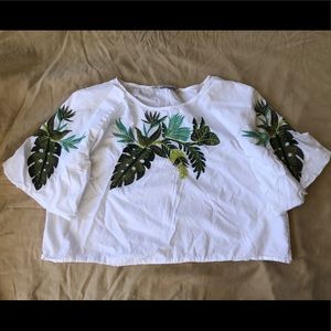 Zara Basics Embroidered Crop Top